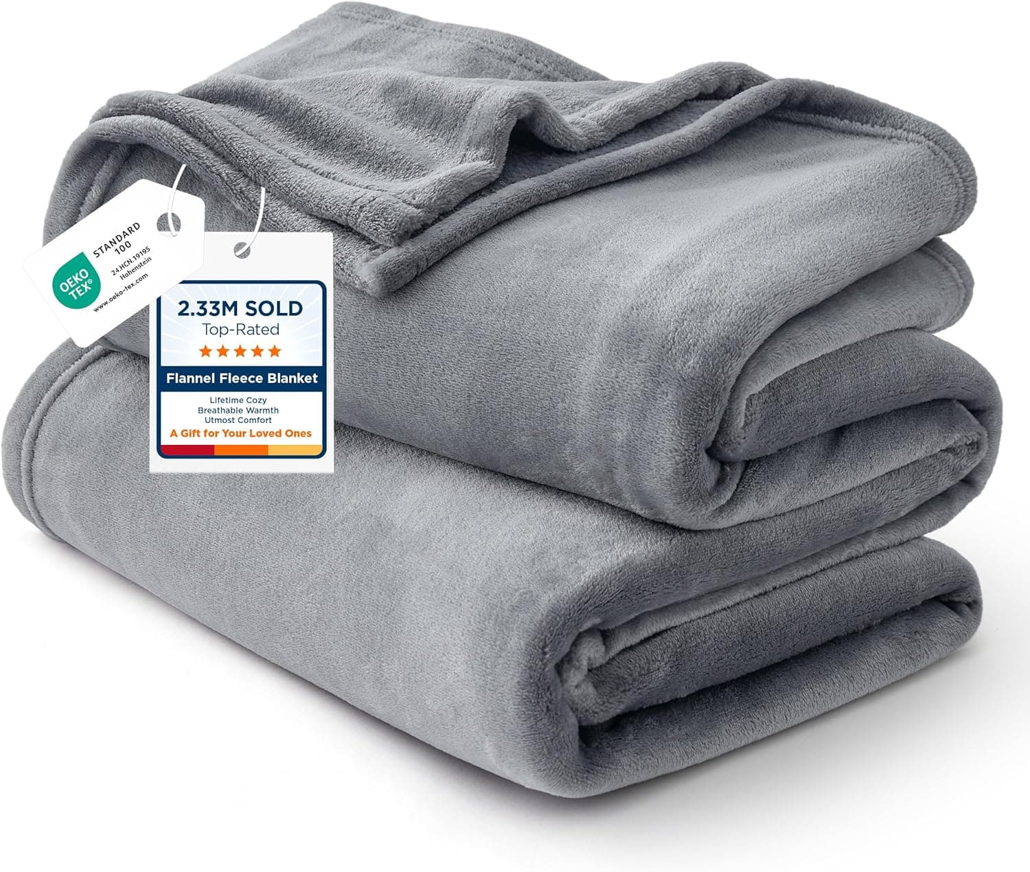 Bedsure GentleSoft Fleece Bed Blanket, Queen Size, Grey